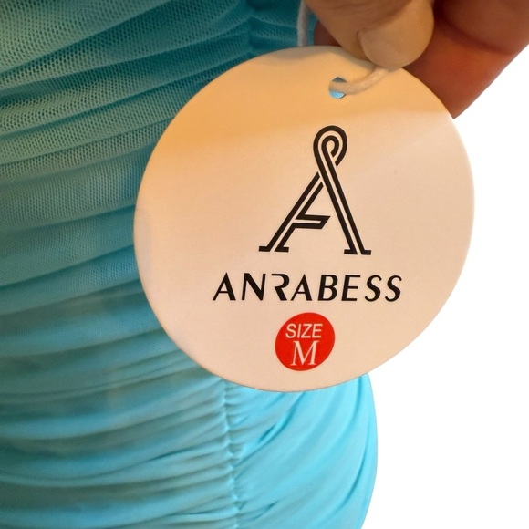 ANRABESS Asymmetrical Blue One-Shoulder Ruched Bodycon Mini Dress - Picture 5 of 12